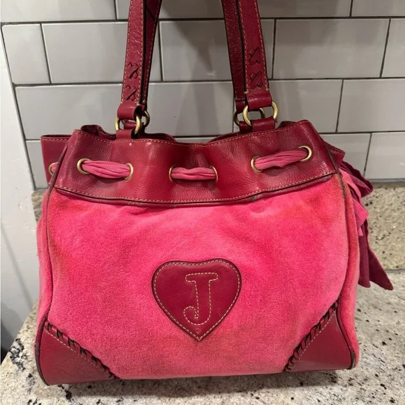 RARE Y2K VINTAGE Juicy Couture Pink Tote Bag velour - Picture 3 of 8